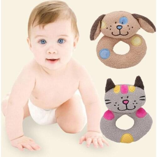 Baby Toys Cat Dog Animal Baby Rattles Educational Soft Plush Toys For Babies Grasping Ball Puzzle Multifunction Bell 0-18 Months