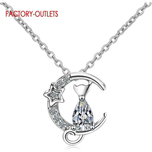 Factory Outlet Quite Good Genuine 925 Sterling Silver Necklace For Women Girls Newest Design Shiny Crystal Charm Necklace