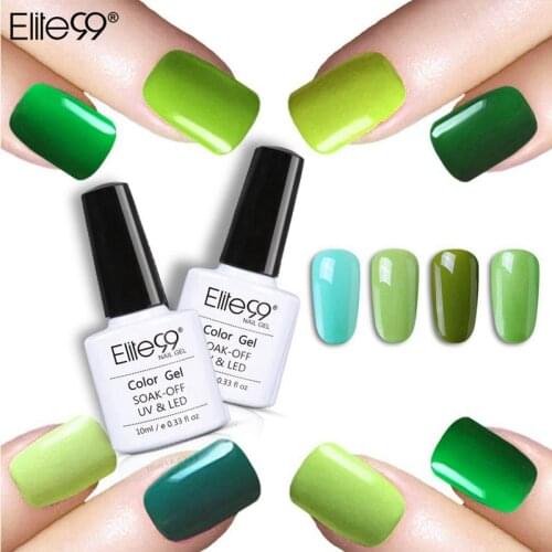 Elite99 10ML Nail Art Design Manicure Pure Color Soak Off DIY Green Series Gel Polish LED UV Gel Nail Polishes Lacquer 36 Colors