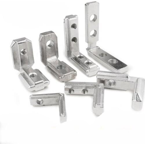 EU L Type right angle bracket T Slot Aluminum Profile Carbon Steel L-Shape Brackets 90 Degree Interior Corner Connector Silver