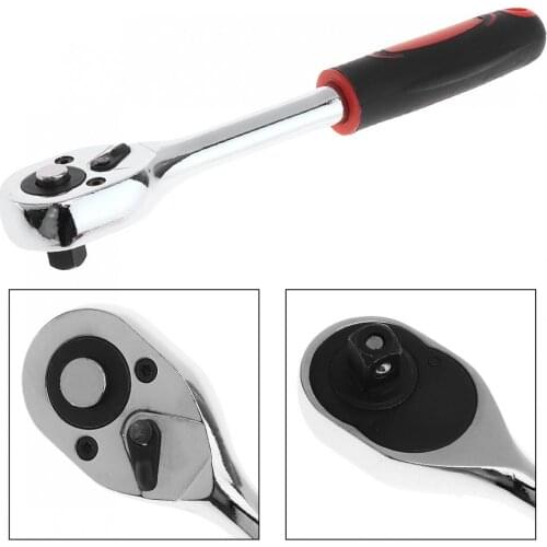 Flexible 3/8 Straight Handle Medium Cr-V Steel Quick Steel Ratchet Wrench with 24 Teeth Universal Vehicle Socket Wrench