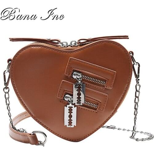 Gothic Heart Shaped Blade Zipper Chain Bags Diablo Girl Bag Casual Shoulder Shoppers Purses and Handbags 2021 Summer New Wallet