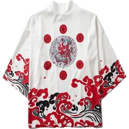 Kimono Robe Japanese Demon Kimono Men Cardigan Shirt Yukata Man Haori Obi Clothes Tradition Clothing Male China robe