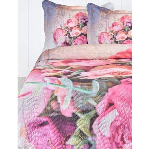Molly Double Personality Quilted Bed Cover Set-Pink Polyester Single Size Tubeless