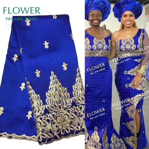 Royal Blue African George Lace Fabrics With Sequins Traditional Wedding Bride Or Bridegroom Dress Sewing Sequined Lace Material