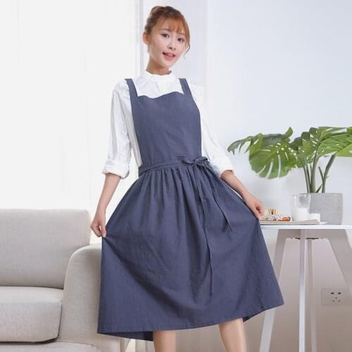 Kitchen oil painting clothes waist cotton and linen coffee shop temperament lady princess adult summer Apron
