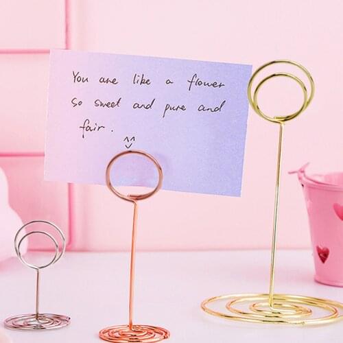 Metal DIY Wedding Desktop Decoration Message Folder Business Card Holder Notes Clip Decoration Photo Postcard Clip