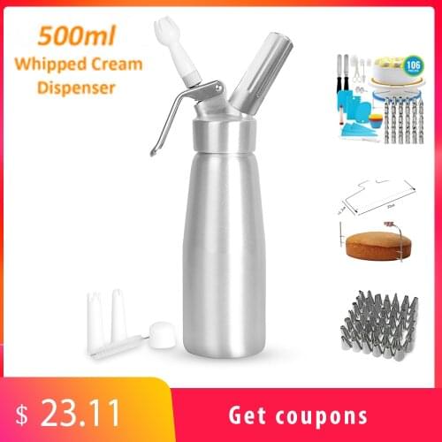Stainless Steel Whipped Cream Dispenser DIY Cake Decorating Tool Kit Professional Leak Resistant Fancy Desserts Maker Icing Tool