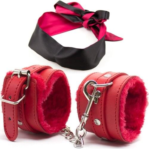 PU Leather Sex Handcuffs with Eye Mask Sex Toys for Couples Adult Games Slave Bondage Restraints Erotic Accessories 2pcs/set