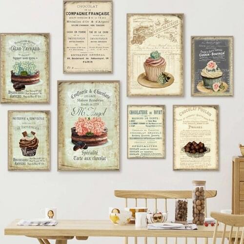 PATISSERIE Bakery Wall Art Pictures Cupcakes Pages Book Ephemera Junk Journals Posters and Prints Kitchen Decor Canvas Painting