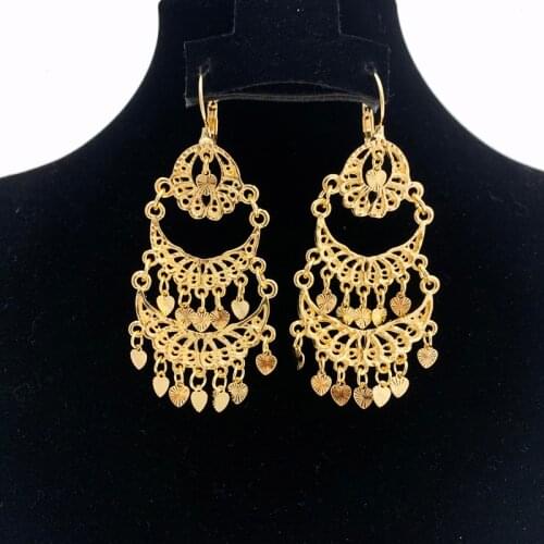 New Elegant Crystal Long Drop Earrings, Moroccan Fashion Hollow Pattern Rhinestone Drop Earrings, Arab Bride Luxury Jewelry
