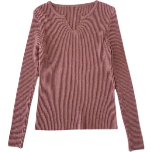 Autumn new style Korean slim long-sleeved solid color bottoming t-shirt women