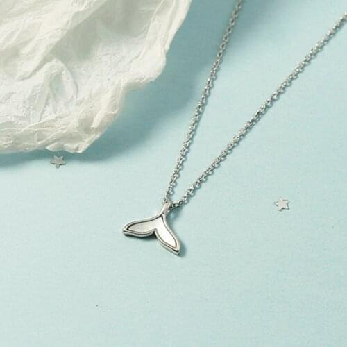 925 Sterling Silver Mermaid Charm Pendant Choker Necklace For Girl Women Statement Wedding Summer Jewelry dz872