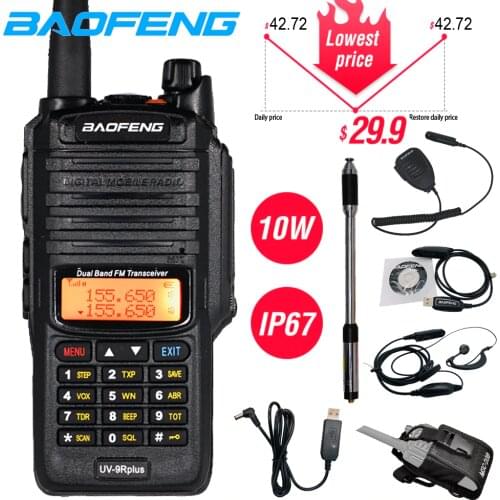Powerful 10W Baofeng UV-9R plus Waterproof Walkie Talkie Portable CB Ham Radio 10KM long range Dual Band hf transceiver Transmit