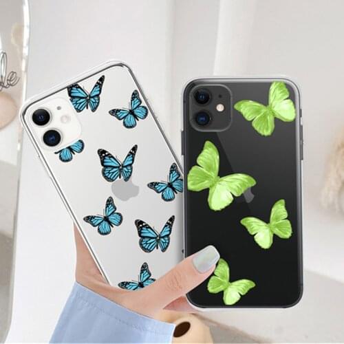 Ottwn Clear Butterfly Pattern Phone Case For iPhone 11 12 Pro Max Mini X XR XS Max 7 8 Plus SE 2020 Silicon Soft TPU Back Cover