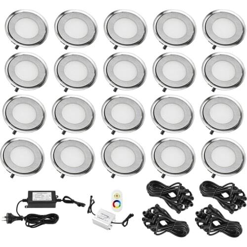 QACA 20 Pcs Led Underground Lights IP67 DC12V Waterproof Buried Lamps LED buried Outdoor Recessed Deck for AU/US/UK/EU Plus