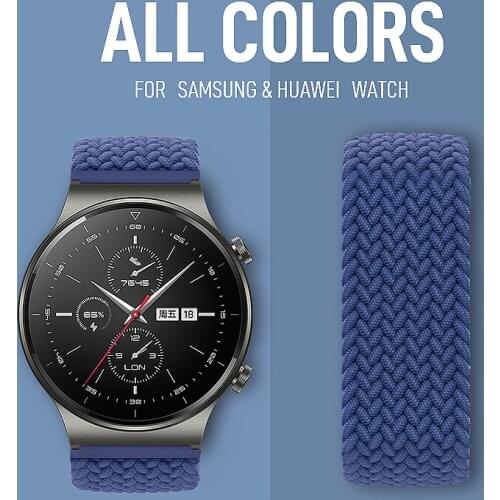 20 22MM Braided Loop Nylon Strap For Samsung Galaxy Watch 3 41 45mm Gear S3 Frontier 46/42 Active 2 Amazfit Bip Huawei GT/2 band