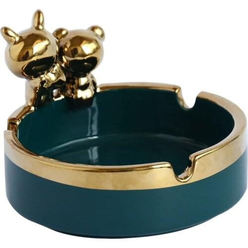 Nordic Luxury Painted Gold Ceramic Ashtray Family Living Room Personality Trend Fashion Creative Tea Table Decorations