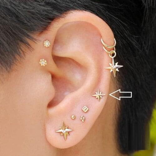 100% real 925 sterling silver mini stud small north star starburst earring tiny lovely children girl cz stud earring jewelry
