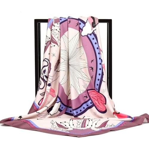 Simple Fashion Scarf Womens Swallow Homing Twill Satin Printed Scarf Female Sex Large Square Scarf womens Shawl