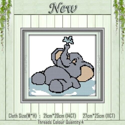 The elephant paddle animal diy decor painting counted print on canvas DMC 14CT 11CT Cross Stitch Embroidery kits Needlework Sets