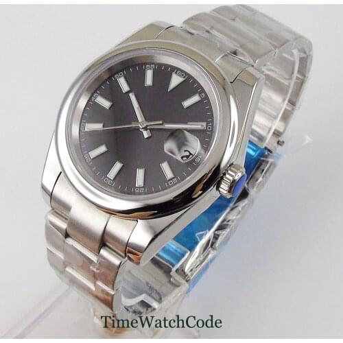 Sterile Genuine Miyota 8215 39mm Automatic Mens Watch Sapphire Glass Date Black Dial Oyster Bracelet Luminous Cyclops Bliger