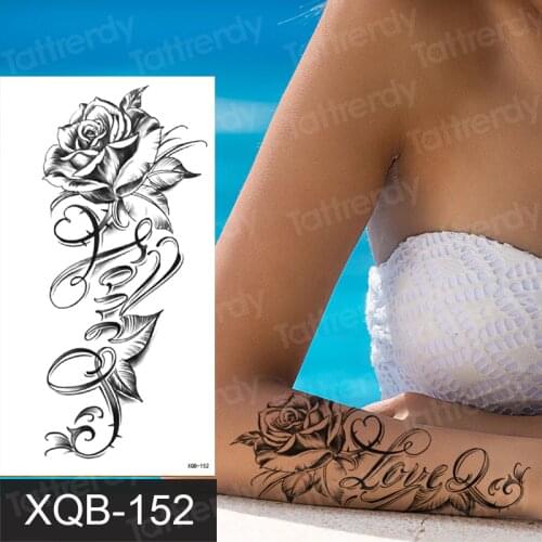 Tattoo sticker rose flower temporary henna tattoos letter wolf sketches tattoo designs black sexy women tattoo waterdecals