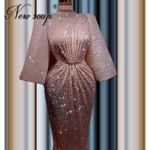 Saudi Arabia Evening Dress 2021 Dubai Sequins Beaded Red Carpet Dresses Middle East Women Prom Party Dress Vestidos De Fiesta