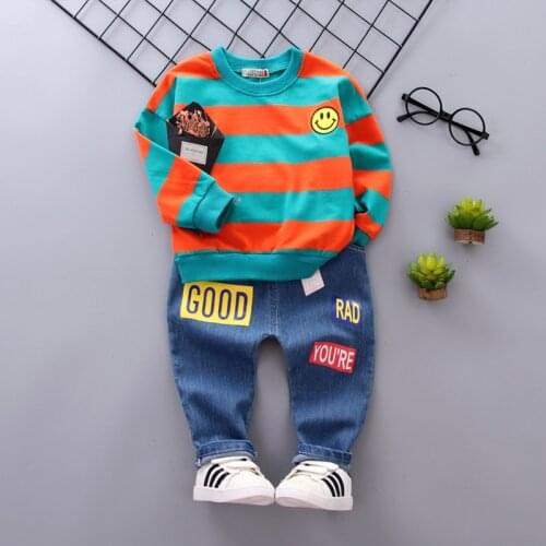 Spring Autumn Baby Clothing Set New Fashion Kids Boys Outfits Cotton Stripe Style Tops+pants 2pcs For Bebes Tracksuit