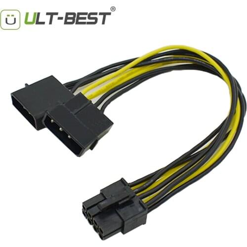 ULT-Best Dual Molex 4pin to 8Pin PCI Express Video Card Pci-e ATX PSU Power Converter Cable 4 Pin Molex Graphics Card SATA Power