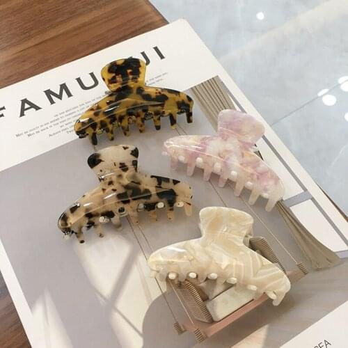 Korean Acetate Women Hair Claws Crab Clamps Charm Solid Color Leopard Lady Hair Clips Retro Make Up Hairdress Hair Styling Tool