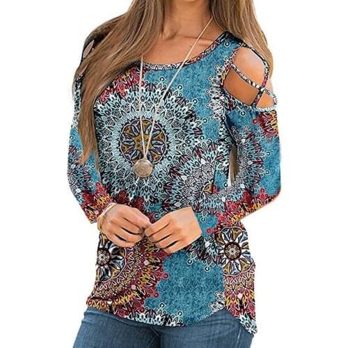 2021 Autumn Women Sexy Long Sleeve Off Shoulder Print T-shirts Casual Fashion Loose Top Ladys T-shirt Tops Elegant Work Pullover