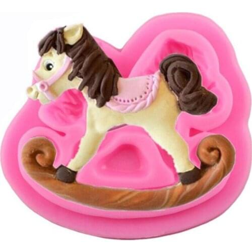 1 PC DIY Trojan Horse Shape Baby Toys Fondant Silicone Moulds Creative Chocolate Cake Baking Bakeware Pastry Tool Molds