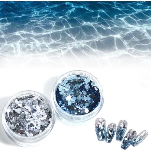 2 Boxes/set Mermaid Glitter Sequins Metal 3D Holo Hexagon Korea Paillette Spangle Nail Art Decoration Charms Manicure Glitters