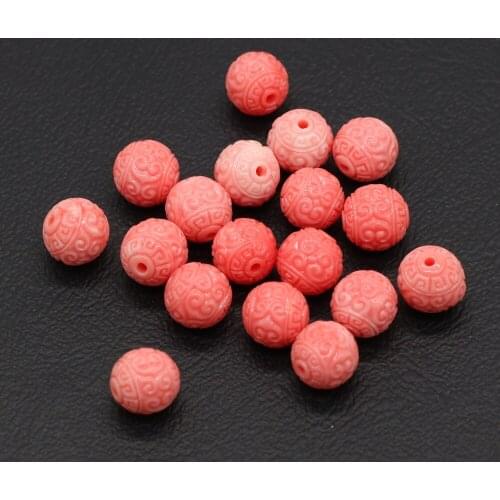 20Pcs Natural Pink Coral Bead Through-Hole Round Isolation Beads For Jewelry Making DIY Necklace Bracelet Accessory