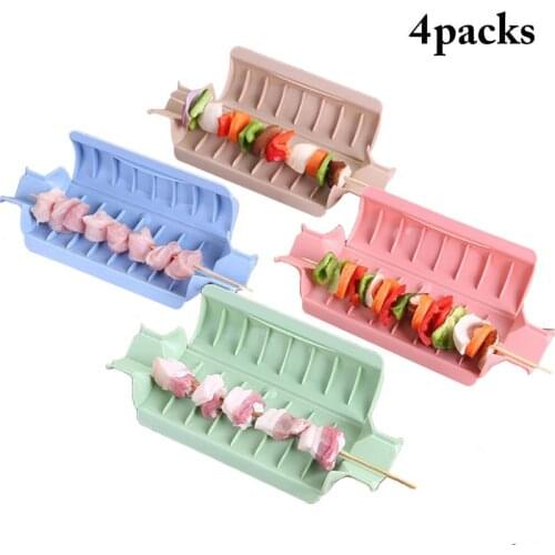 4Pcs Manual Meat Skewer Tool Solid Color Reusable Chicken Beef Skewers Manufacturer Practical Outdoor BBQ Tools Accessories