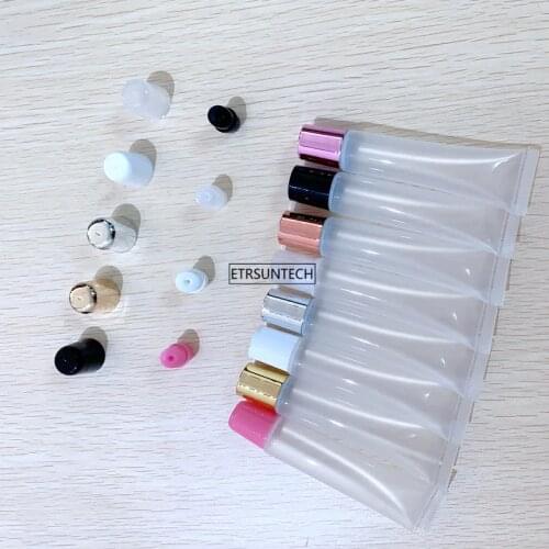 50pcs 5ml 10ml 15ml 20ml Empty Lipstick Tube Lip Balm Soft Makeup Squeeze Sub-bottling,Clear Plastic Lip Gloss Container F606