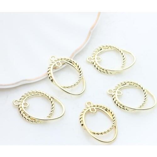 6pcs /lot Zinc Alloy Golden Oval Circle Charms Pendant Connector For DIY Fashion Drop Earrings Jewelry Making Accessories