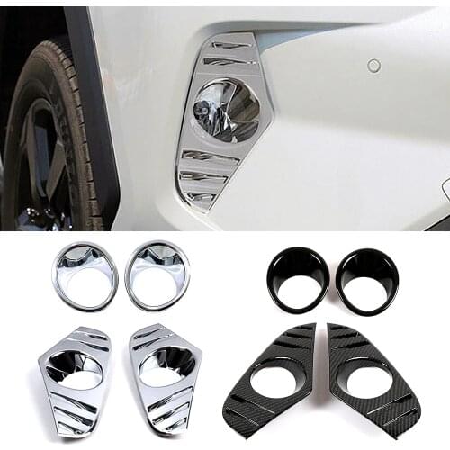 For Toyota Rav 4 Rav4 5 Gen 2019 2020 Accessories Carbon Fiber Color Front Fog Light Cover Chrome Fog Lamp Trim Sticker
