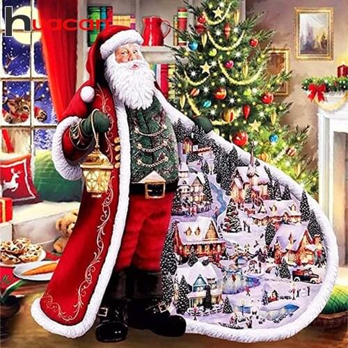 Huacan Diamond Mosaic Embroidery Christmas 5D DIY Diamond Painting Cartoon Santa Claus Childrens Room Decor