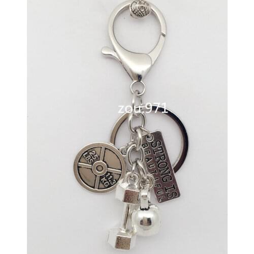 1pcs WEIGHTLIFTING Keychain - Dumbbell Charm Pendant Kettlebell Crossfit Gym
