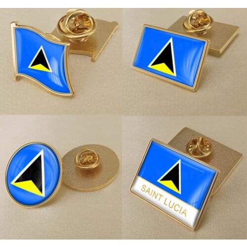 Coat of Arms of Saint Lucia Saint Lucians Map Flag National Emblem Brooch Badges Lapel Pins