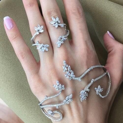 Solid Silver Fashion of fatima finger ring hand chain harness slave women New Multi Chain Harness Finger Bangles For Women