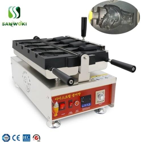 Digital Electric Cartoon Dog Shaped Open Mouth waffle machine Bulldog Waffle Ice Cream Cones Maker Machine Baker Iron Pan