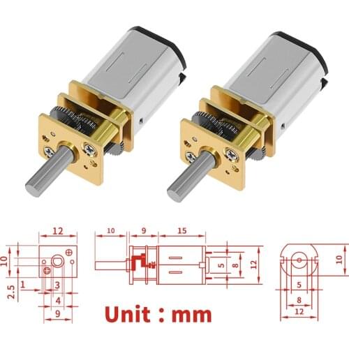 DC 3V/6V/12V N20 Mini Micro Metal Gear Motor with Gearwheel DC Motors 15/30/50/60/100/200/300/500/600/1000RPM