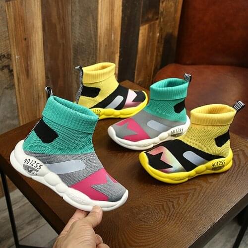 Childrens Socks Shoes 2020 Spring and Autumn Korean Version of Knitted Casual Shoes for Boys and Girls Breathable Sports Shoes