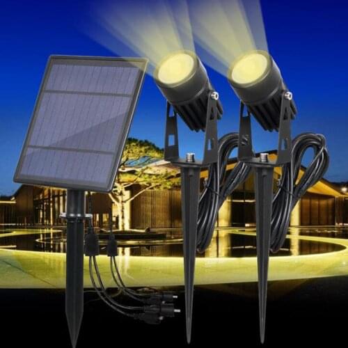 Double Head LED Solar panel Powered LED Lights Spotlight Outdoor Path Spot Lamp Yard Garden Lawn Landscape LED spot light