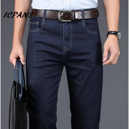 ICPANS Business Mens Jeans Straight Loose Stretch Summer Thin Denim Jeans For Men Leisure Jeans Man Clothing Denim Trousers 42