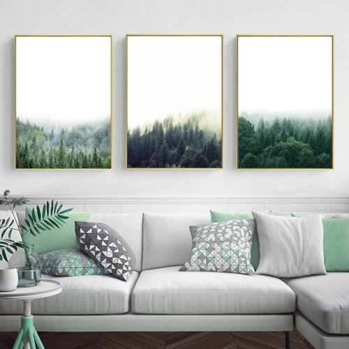 Forest Nature Landscape Painting Prints Modern Minimalist Wall Art Canvas Pictures Nordic Poster for Living Room Bedroom Decor