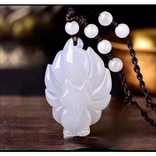 Hot Selling Natural Men Women Fine Jade Emerald Fox Pendant Necklace Jewellery Fashion Accessories Gifts Unisex